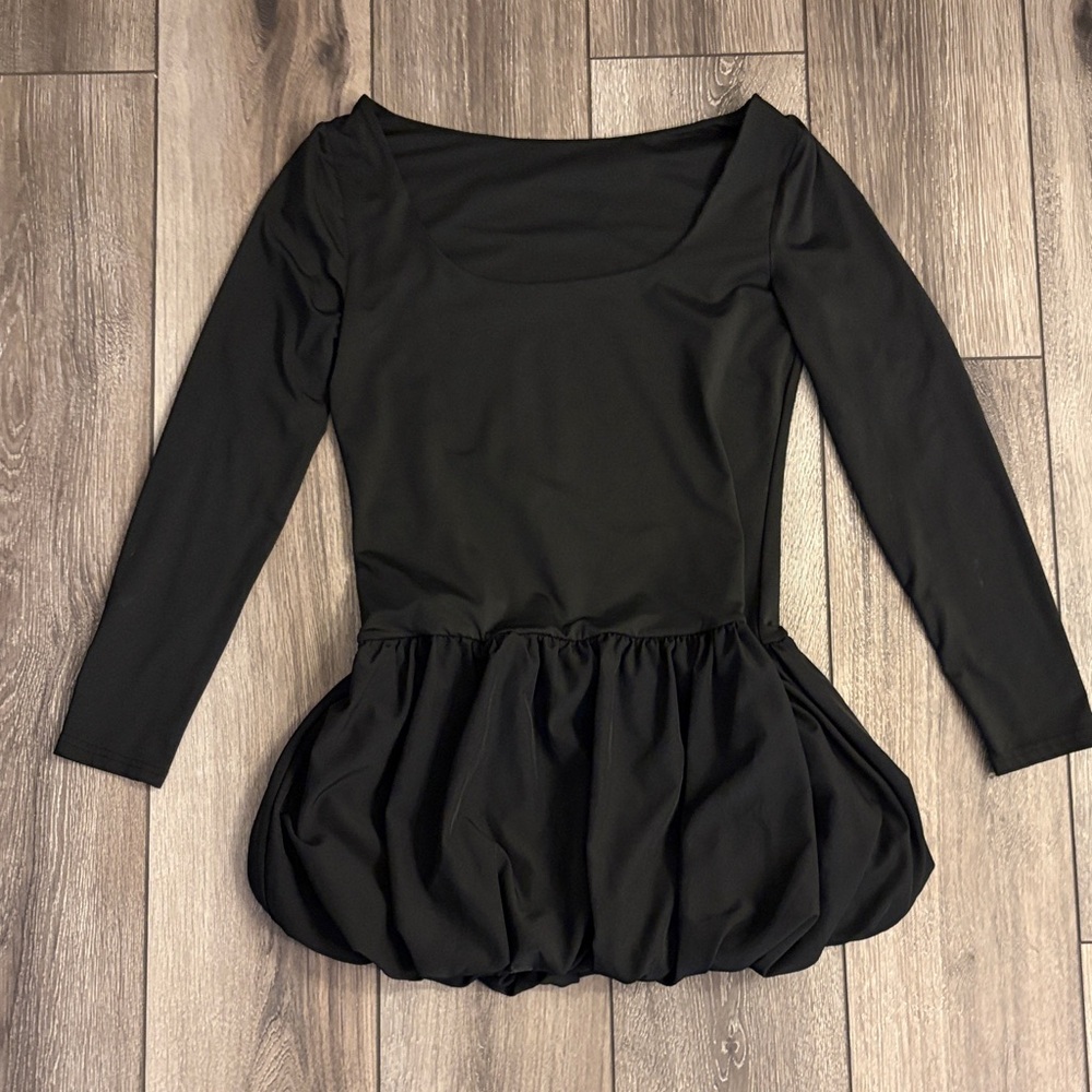 Black Long Sleeve Bubble Dress